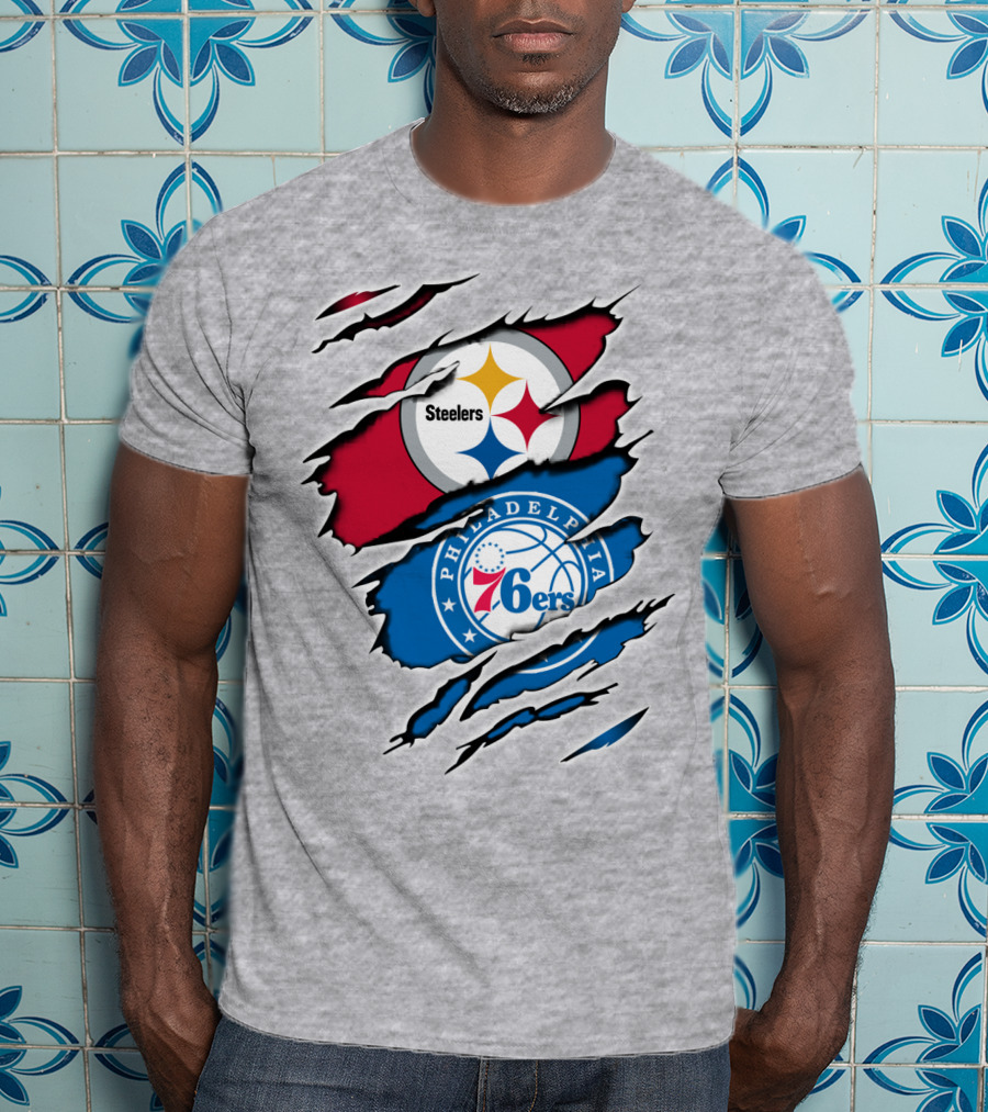 Steelers Philadelphia 76ers Logo Mashup T-Shirt