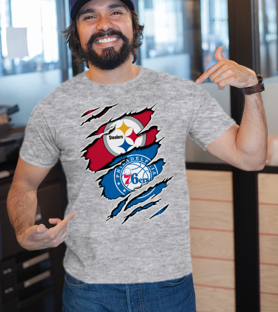 Steelers Philadelphia 76ers Logo Mashup T-Shirt