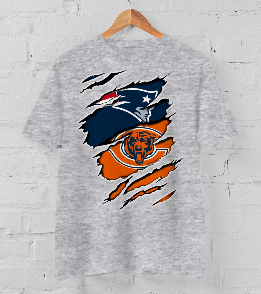 Patriots Bears Logos Clash Ripped T-Shirt