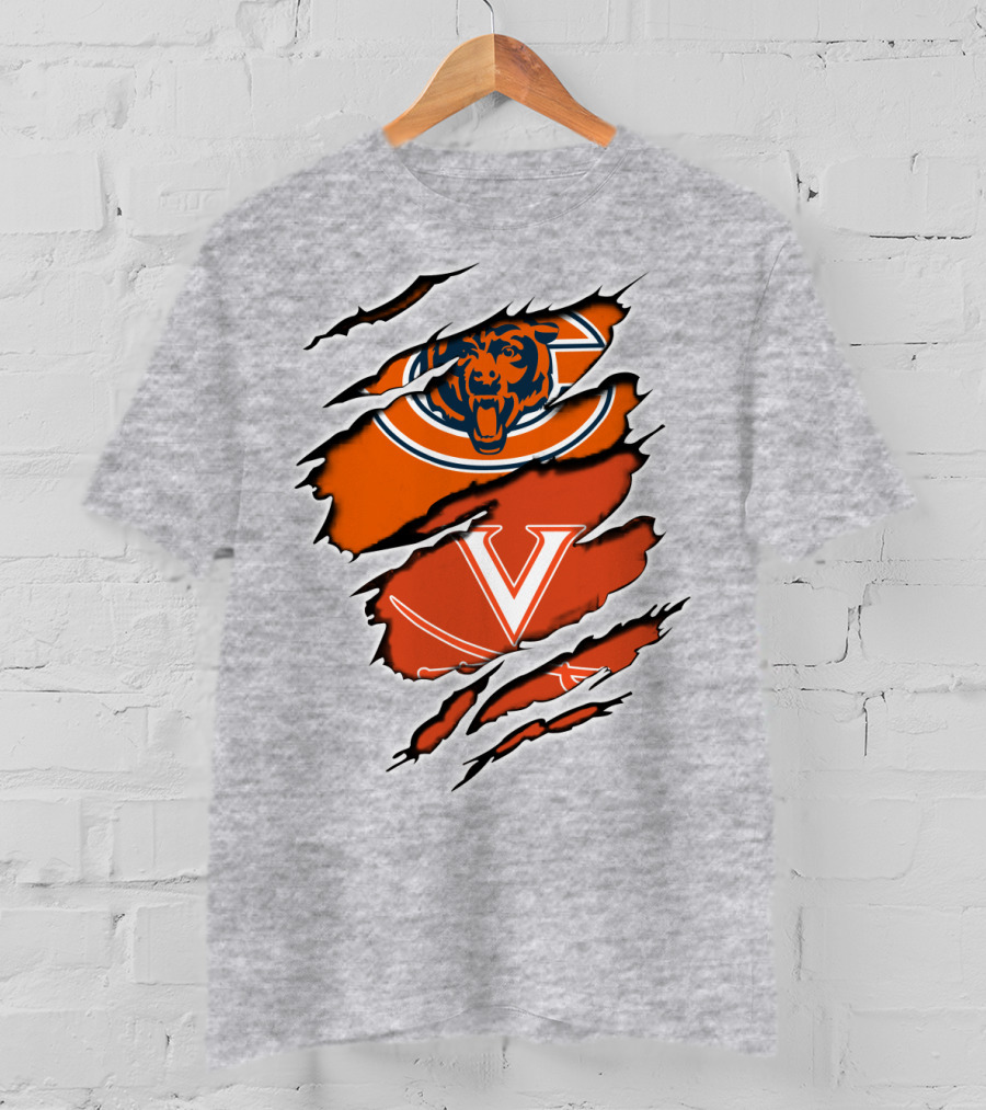 Bears Cavaliers Logo Fusion Football Fan T-Shirt