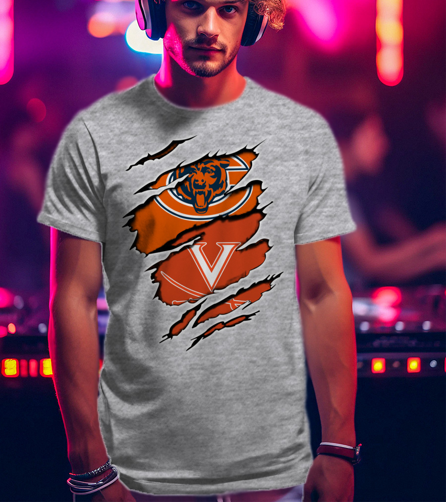 Bears Cavaliers Logo Fusion Football Fan T-Shirt