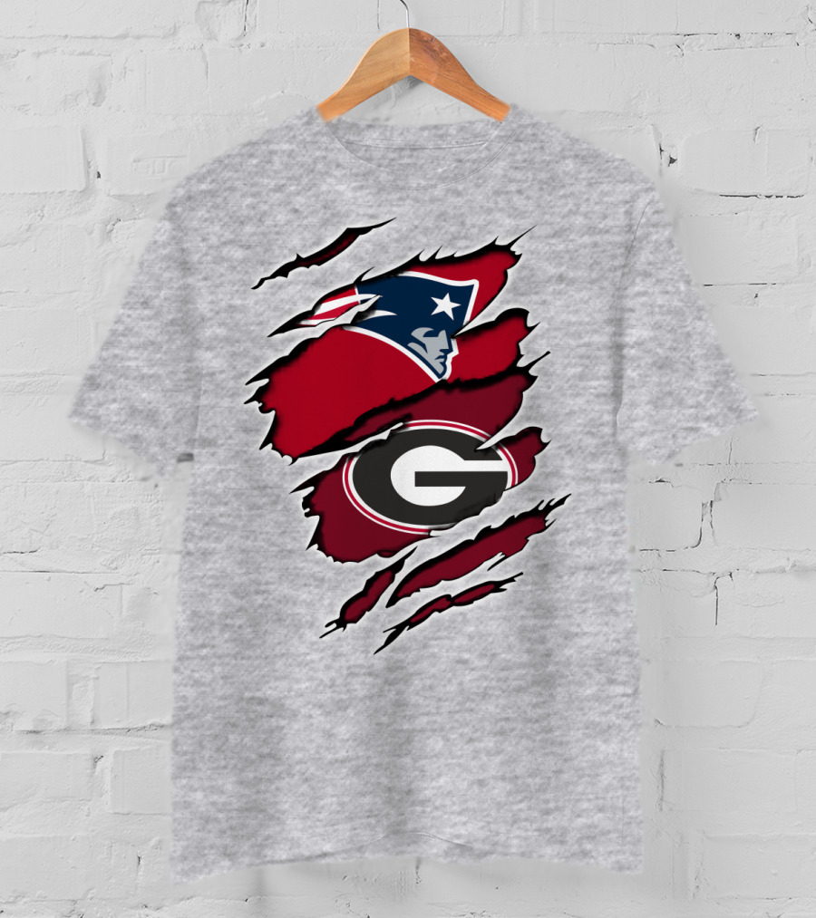 Patriots Bulldogs New England Georgia Fans Mashup T-Shirt