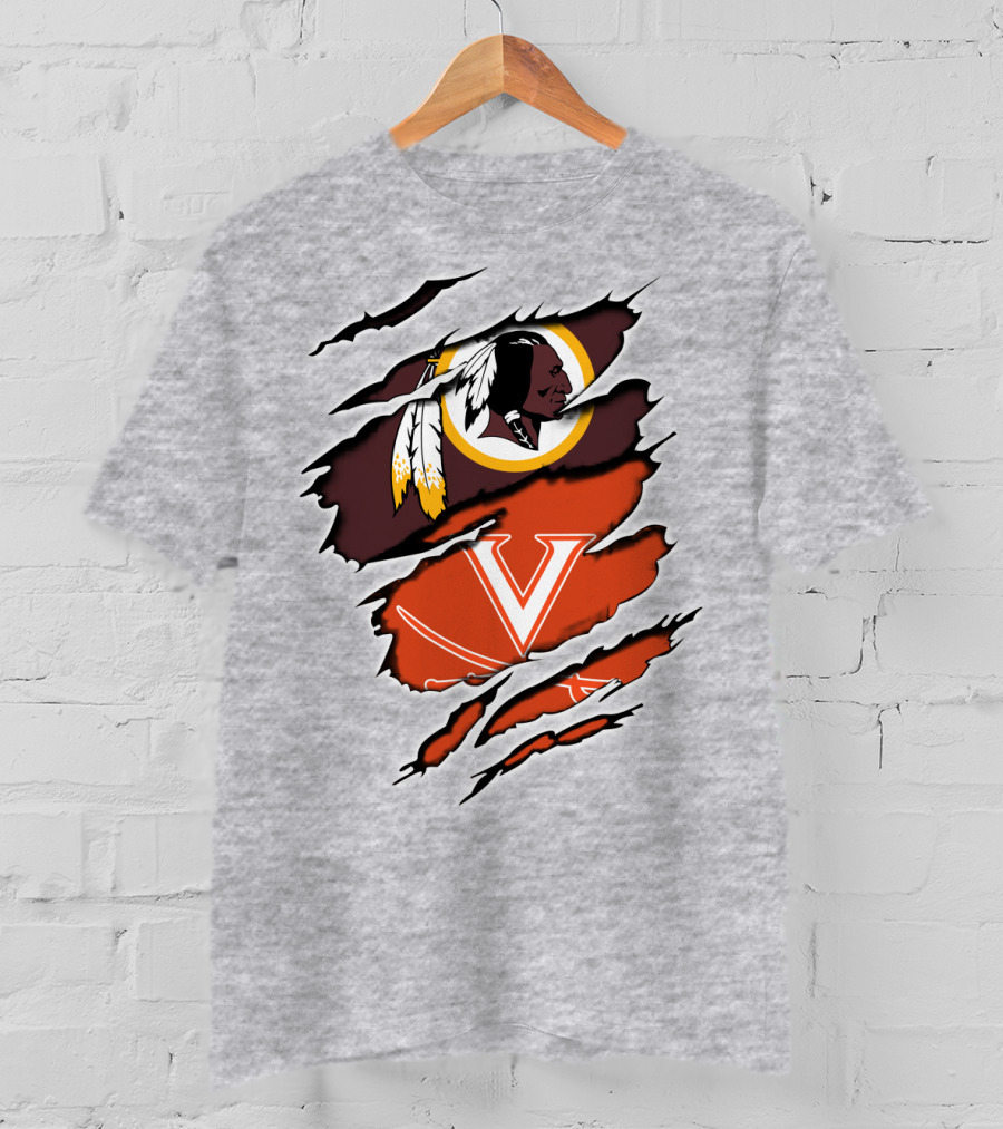 Redskins Cavaliers Virginia Sports Logo Combination T-Shirt