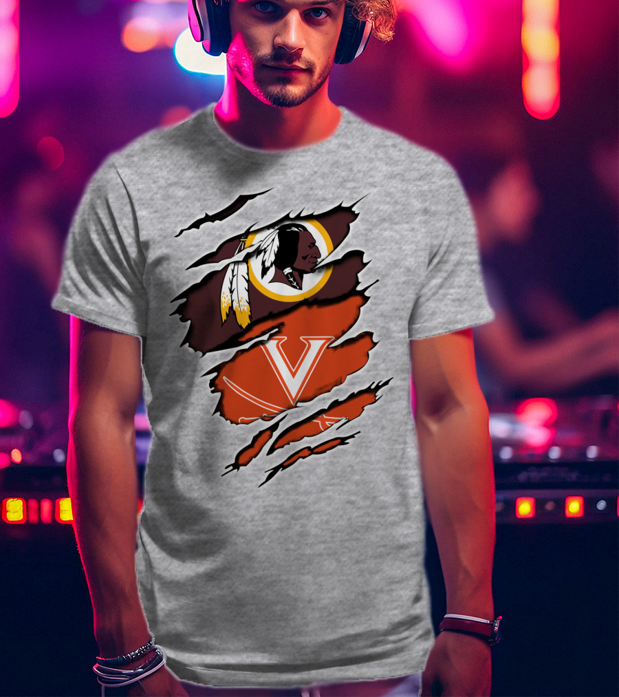 Redskins Cavaliers Virginia Sports Logo Combination T-Shirt