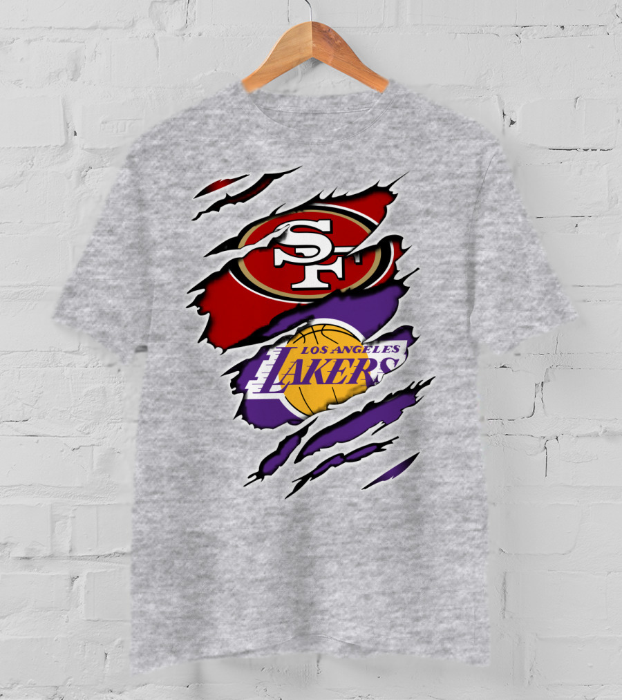 49ERS SF Los Angeles Lakers Logo Mashup T-Shirt