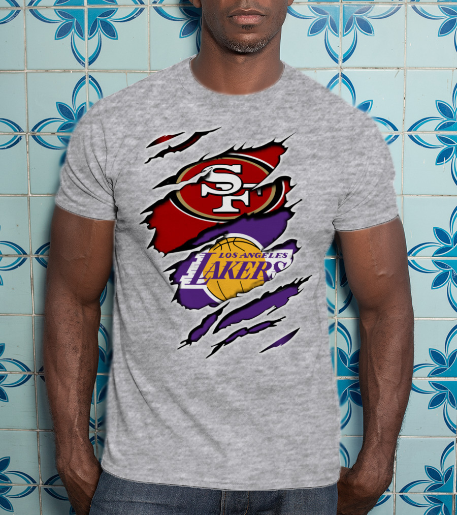 49ERS SF Los Angeles Lakers Logo Mashup T-Shirt