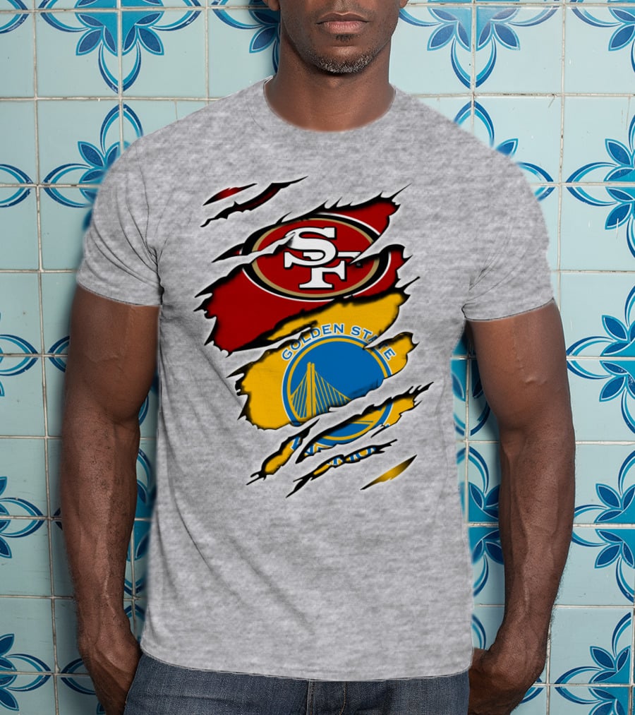 49ERS Golden State Warriors SF Logo Tear T-Shirt