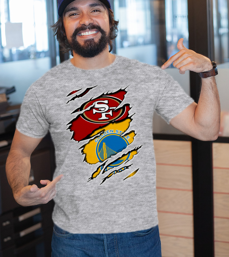 49ERS Golden State Warriors SF Logo Tear T-Shirt
