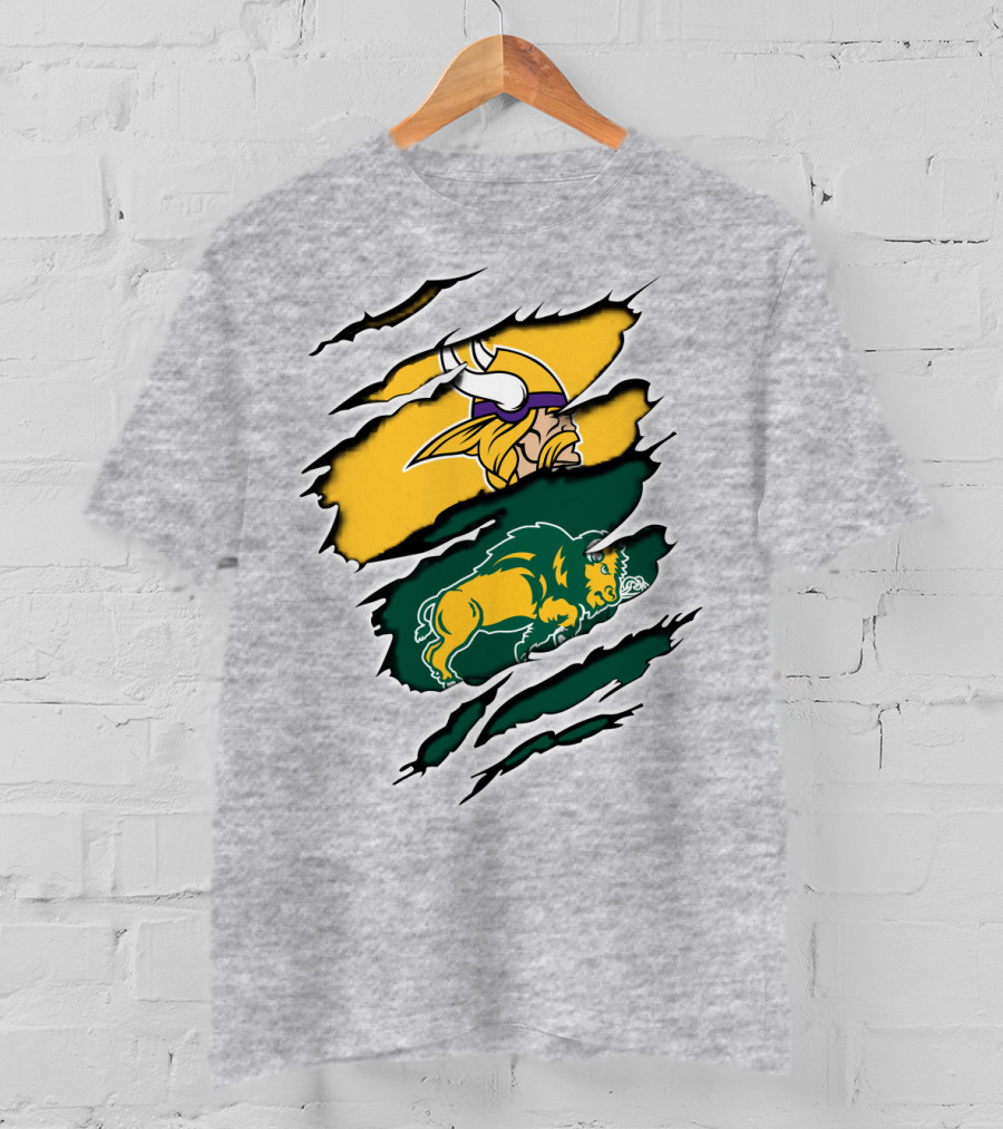Vikings Logo With Bison Imagery Dakota T-Shirt