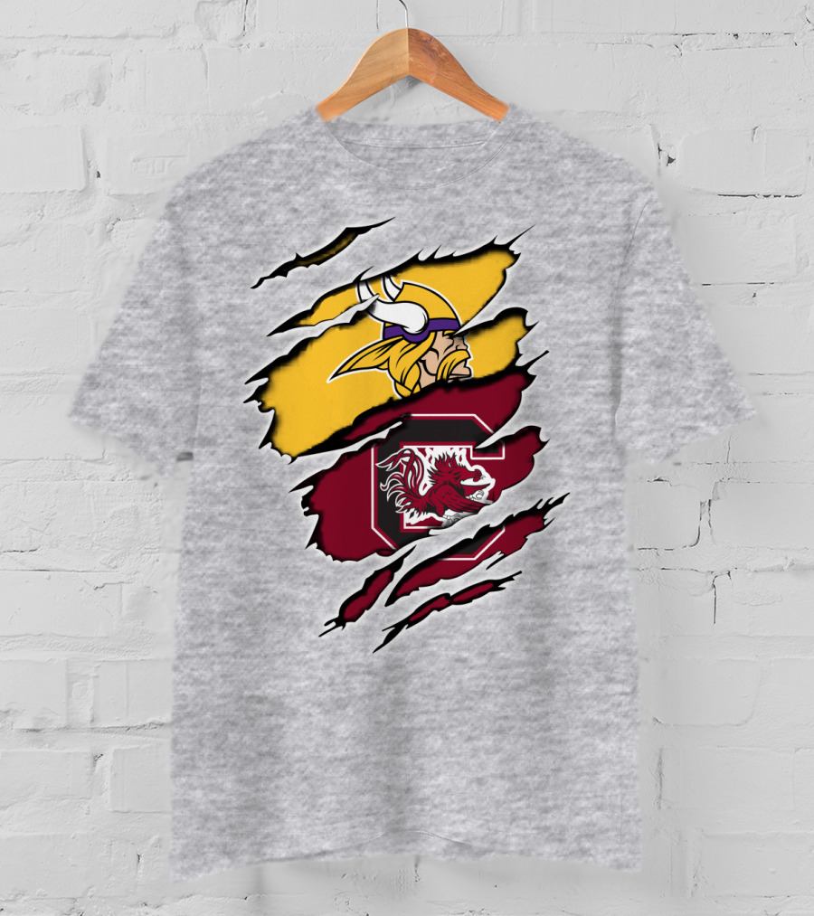 Vikings Gamecocks Merge NFL Minnesota And NCAA South Carolina T-Shirt