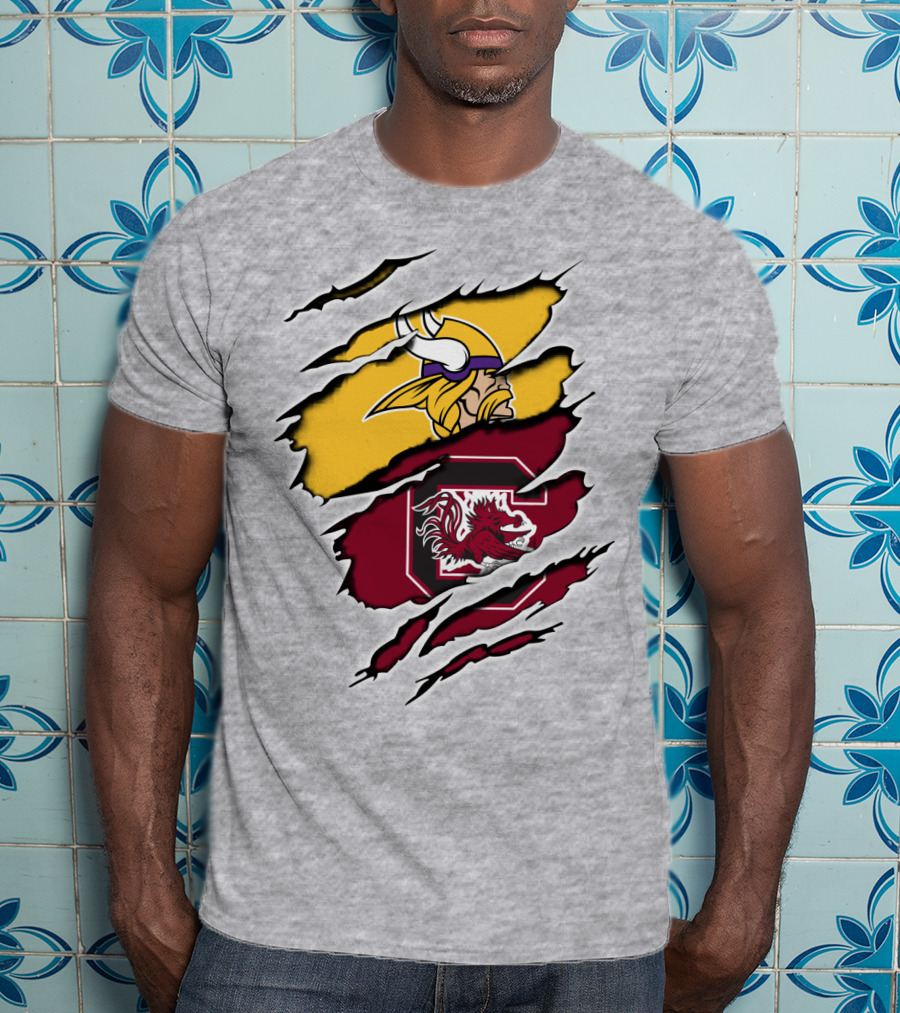 Vikings Gamecocks Merge NFL Minnesota And NCAA South Carolina T-Shirt