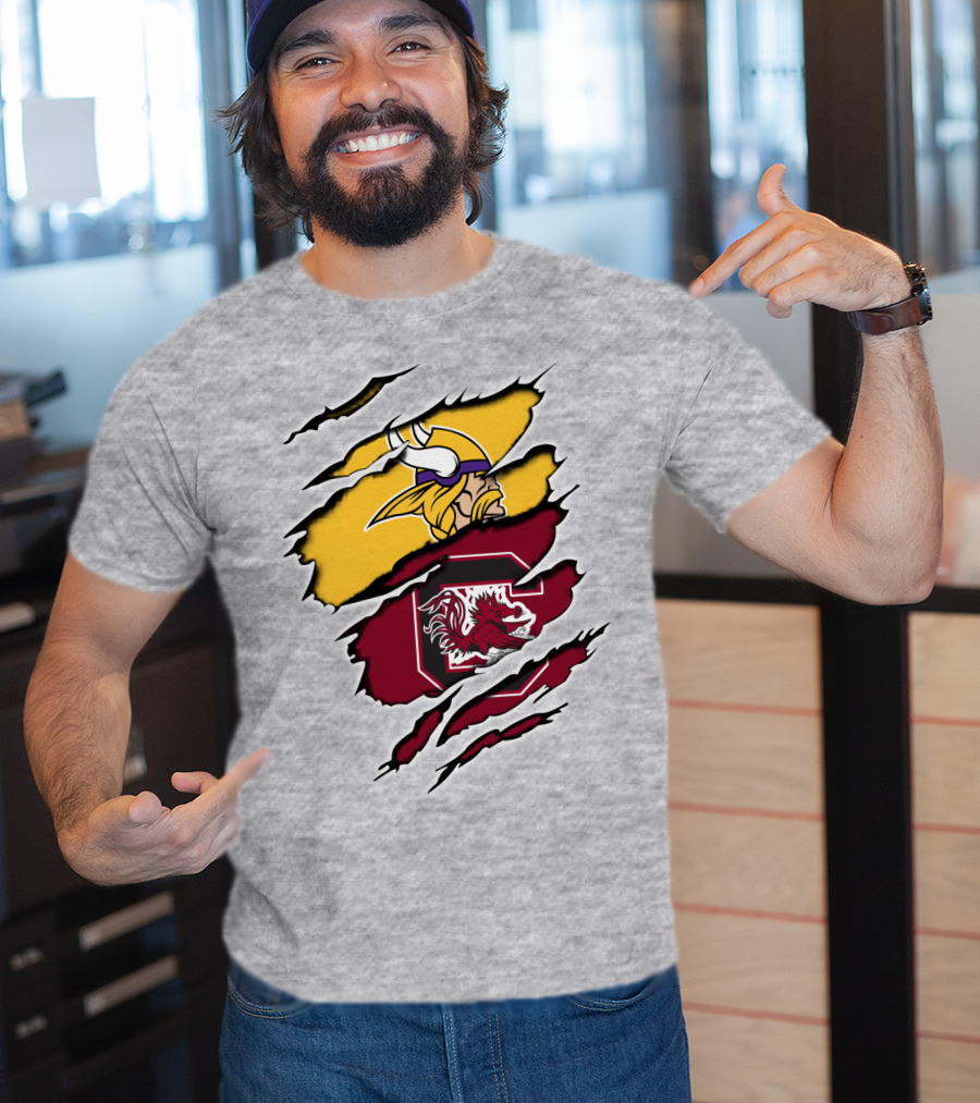 Vikings Gamecocks Merge NFL Minnesota And NCAA South Carolina T-Shirt