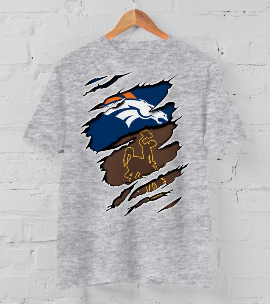 Broncos Wyoming Broncos Wyoming Logo Dual Layer Rip T-Shirt