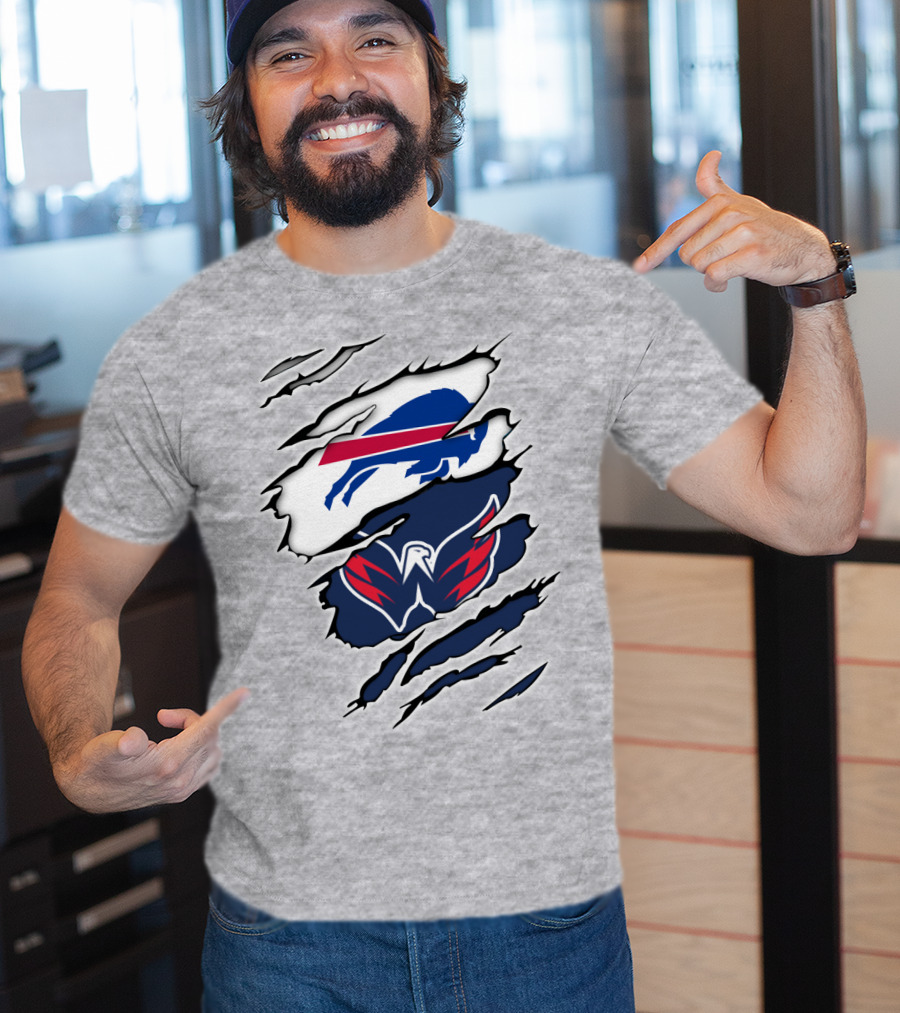 Buffalo Bills Washington Capitals Ripped Claw Marks T-Shirt