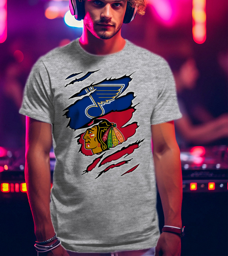 Blues Blackhawks Rivalry Team Clash Logo Fan Gear T-Shirt