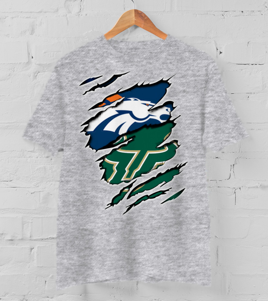 Broncos Bulls Logo Combination Tear T-Shirt