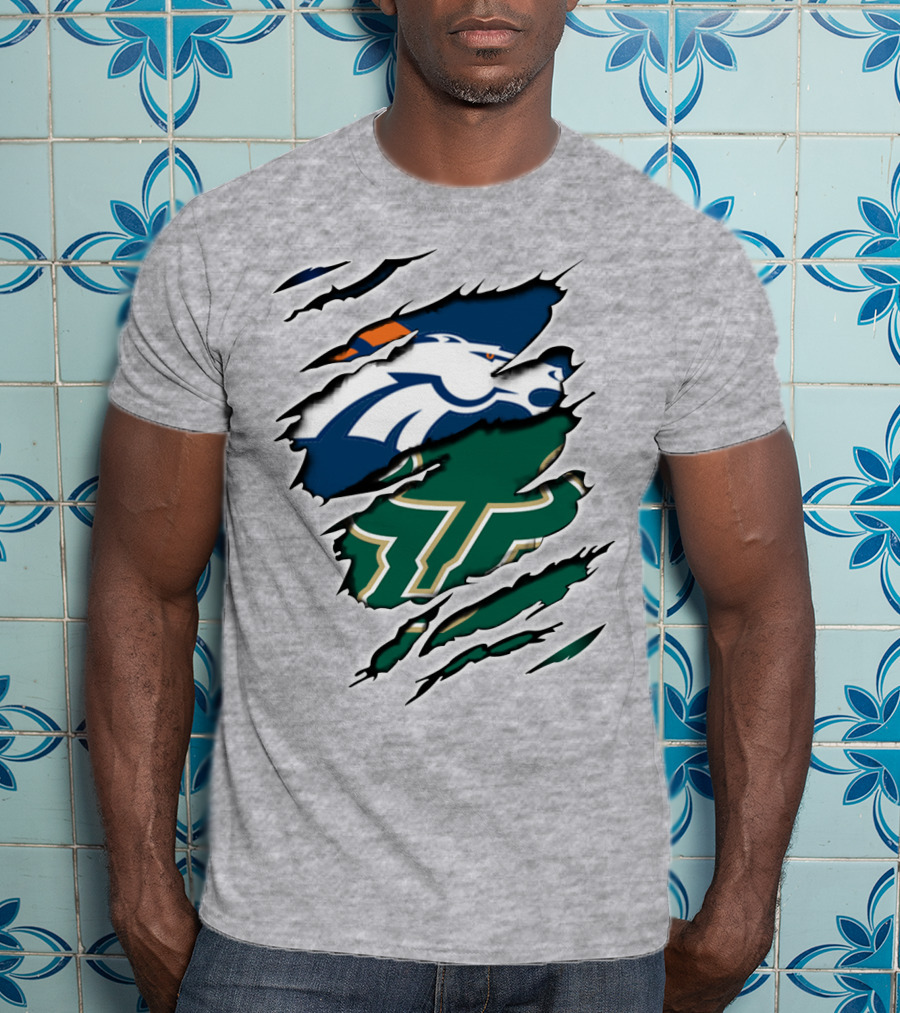 Broncos Bulls Logo Combination Tear T-Shirt