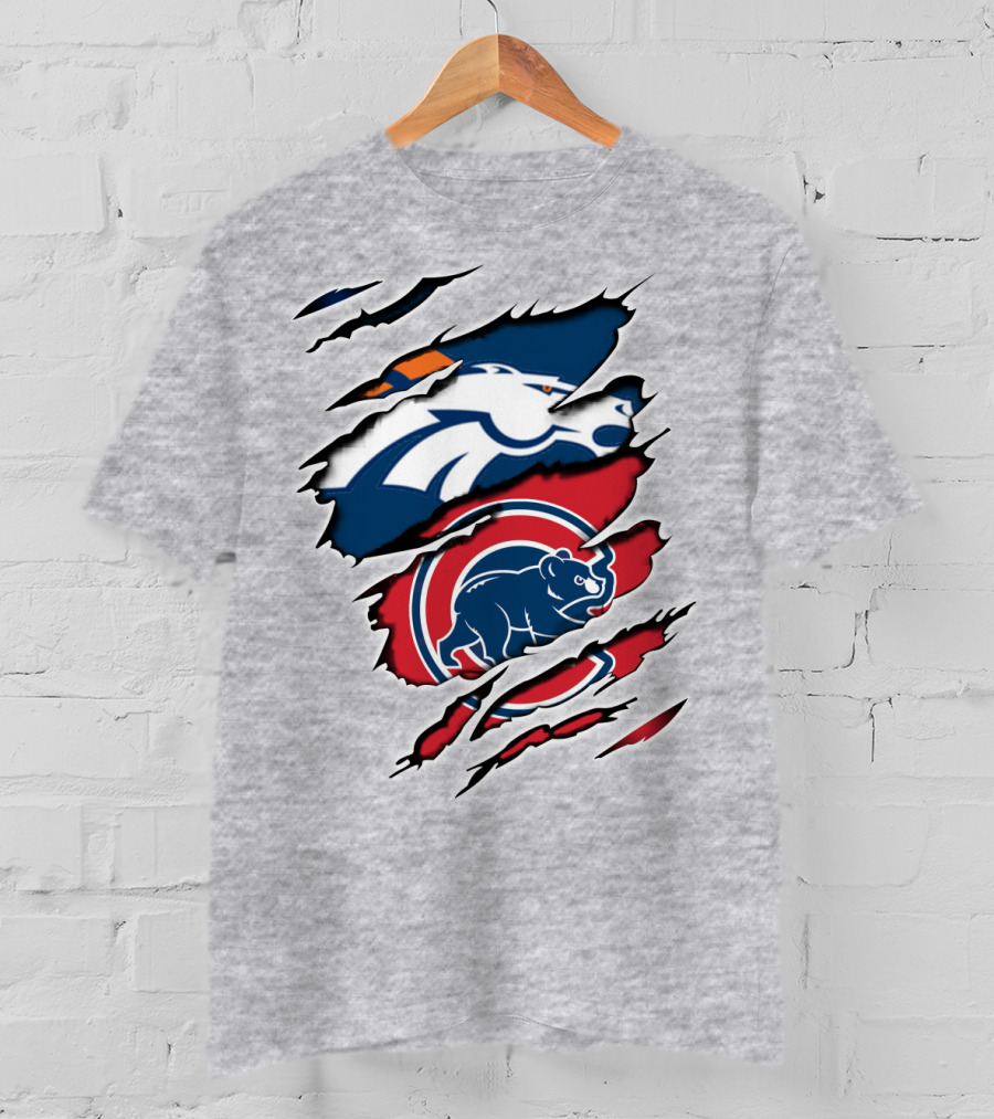 Broncos Cubs Scratching Logos Fusion T-Shirt