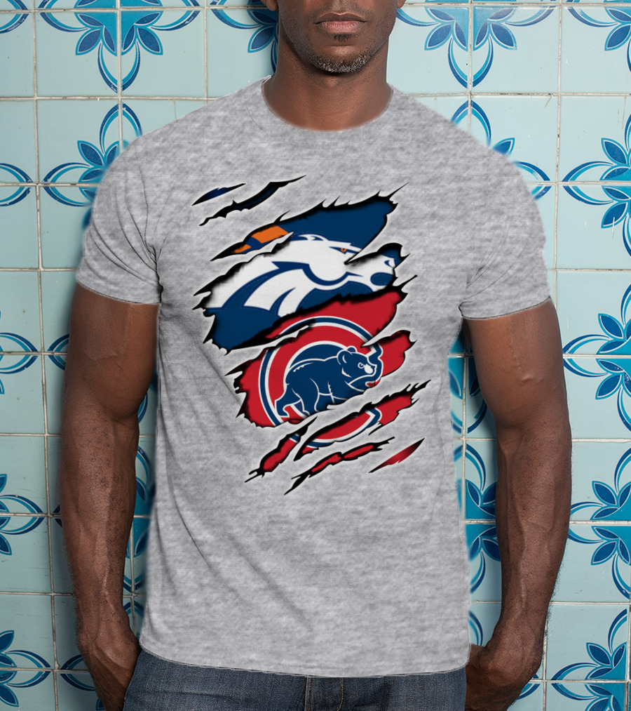 Broncos Cubs Scratching Logos Fusion T-Shirt