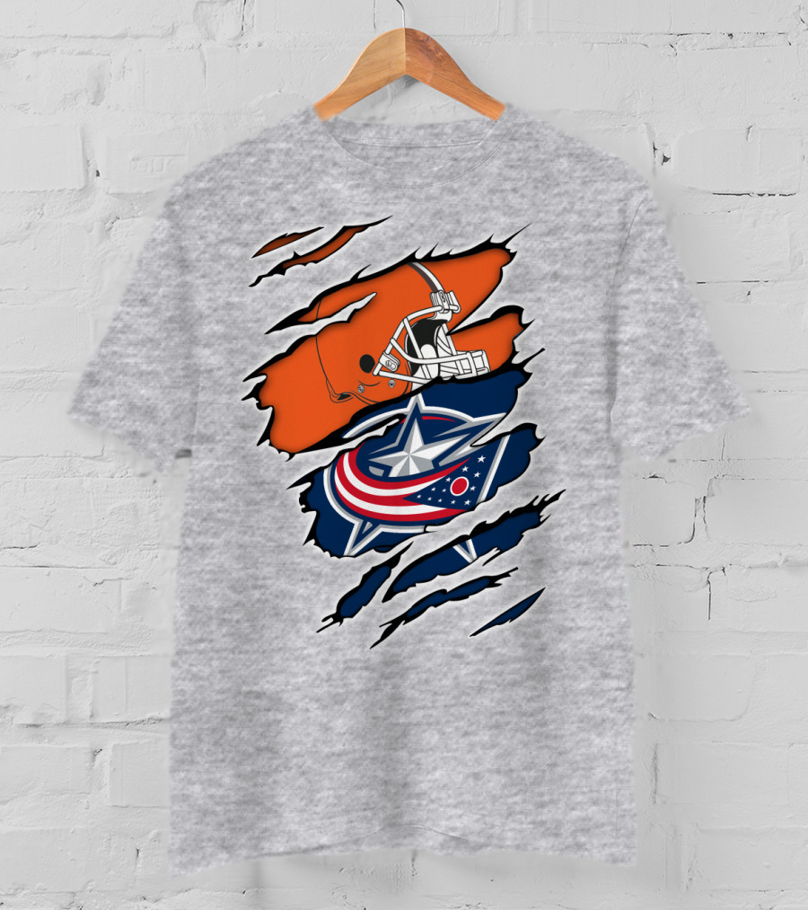 Cleveland Browns Columbus Blue Jackets Crossover T-Shirt
