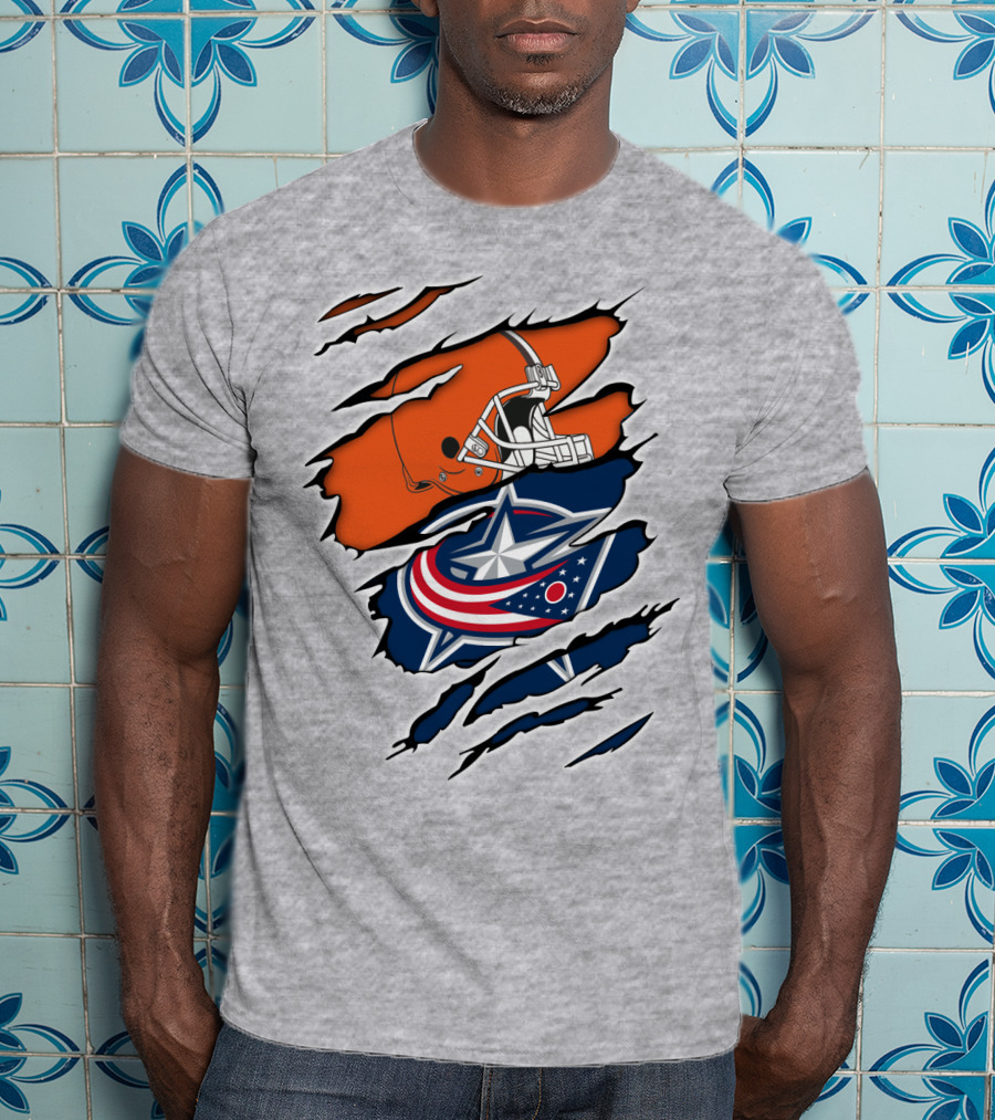 Cleveland Browns Columbus Blue Jackets Crossover T-Shirt