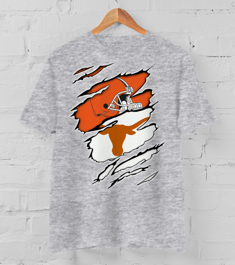 Browns Helmet Longhorns Horns Football Fusion T-Shirt