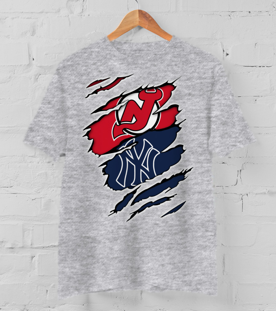 New Jersey Devils New York Yankees Fan Crossover T-Shirt