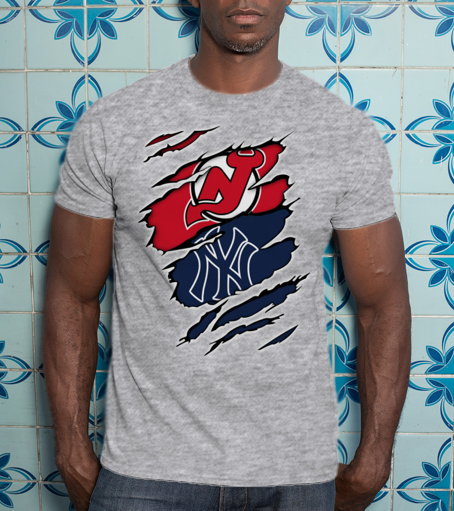 New Jersey Devils New York Yankees Fan Crossover T-Shirt