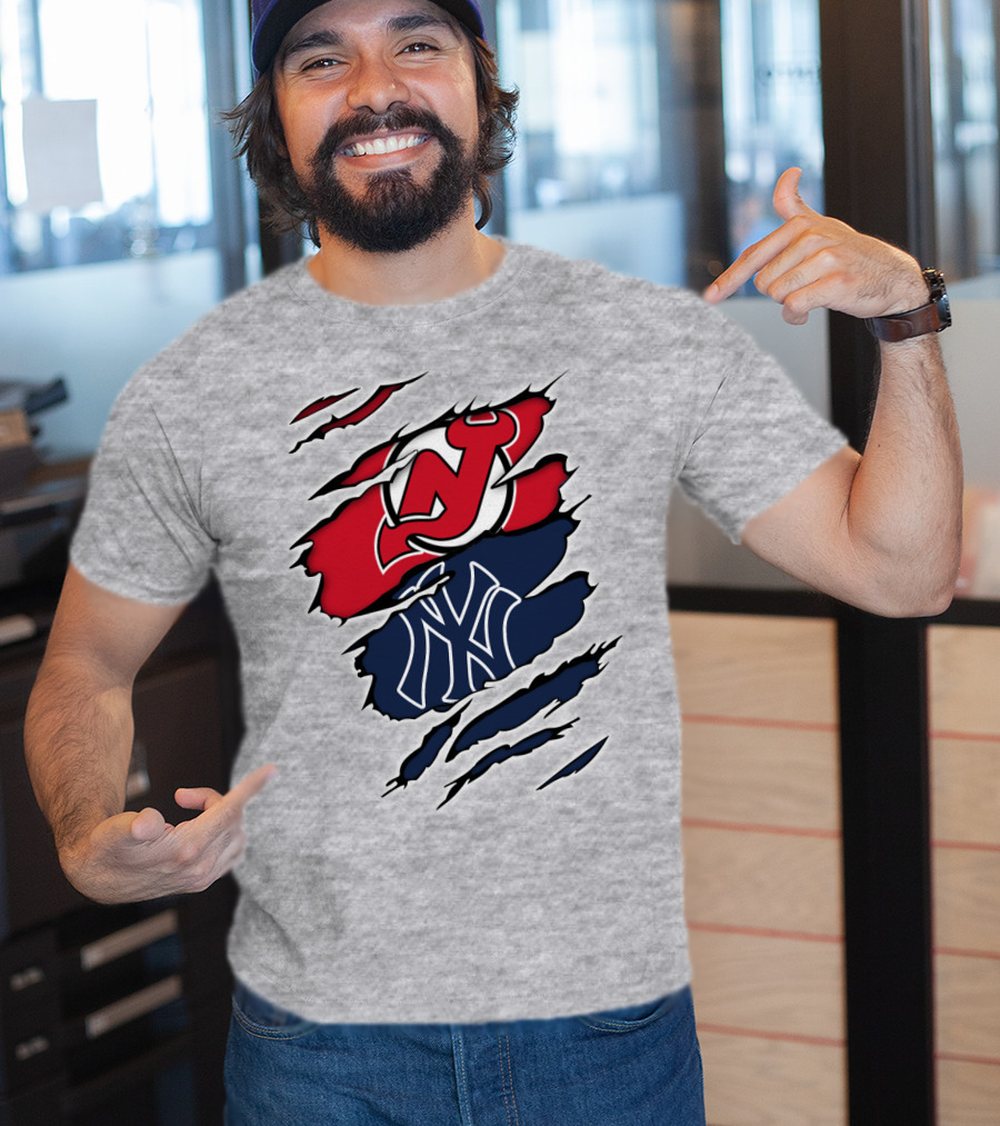 New Jersey Devils New York Yankees Fan Crossover T-Shirt
