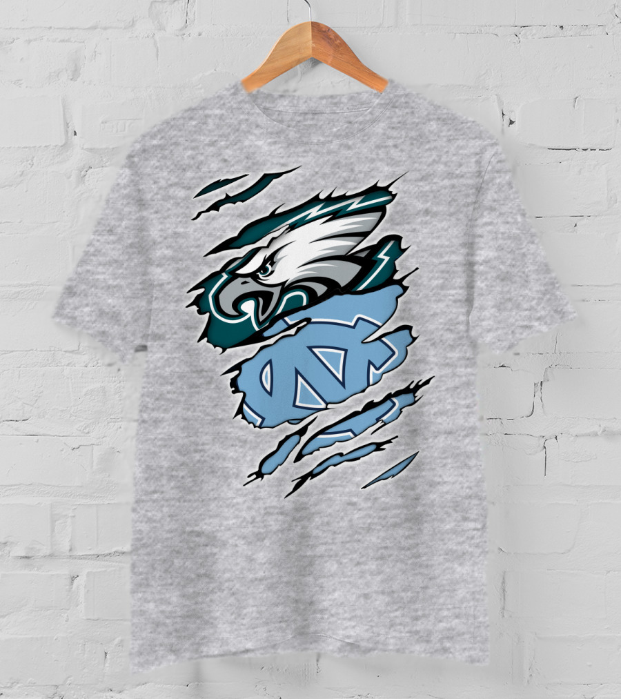 Philadelphia Eagles North Carolina Tar Heels Logo Fusion T-Shirt
