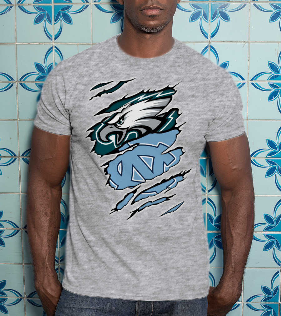 Philadelphia Eagles North Carolina Tar Heels Logo Fusion T-Shirt