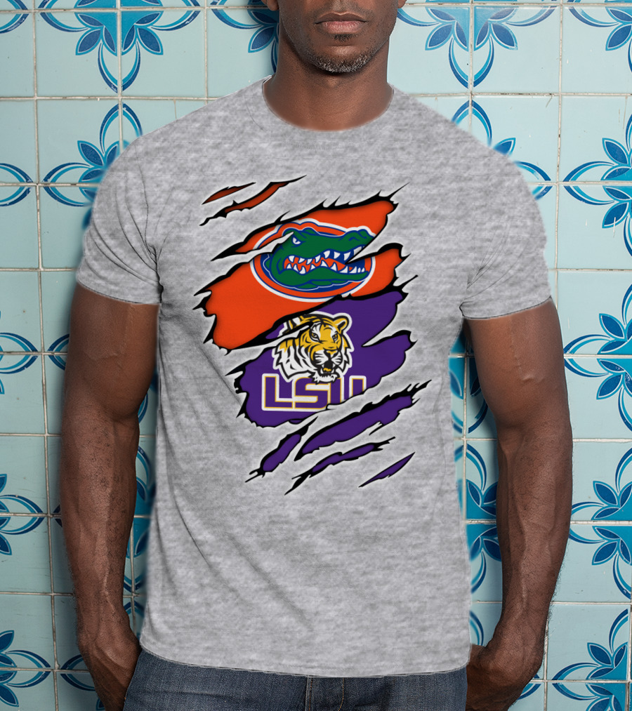 Florida Gators LSU Tigers Rivalry Claw Marks T-Shirt