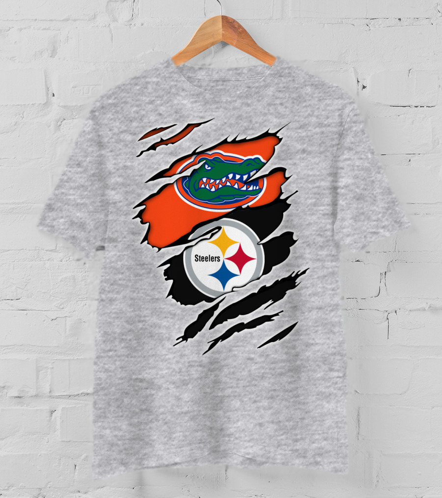 Gators Steelers Florida Football Team Ripped T-Shirt