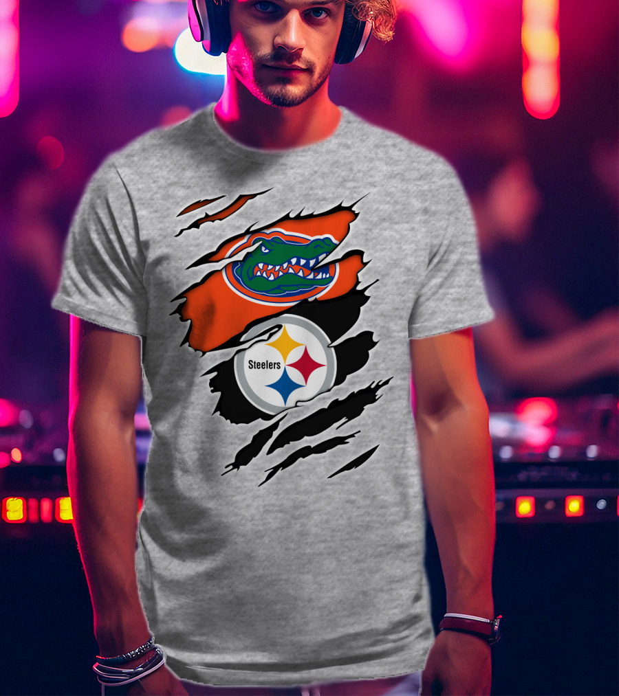 Gators Steelers Florida Football Team Ripped T-Shirt