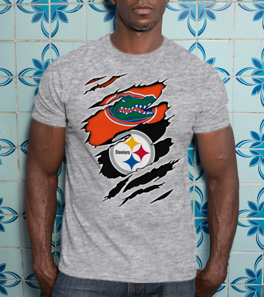Gators Steelers Florida Football Team Ripped T-Shirt