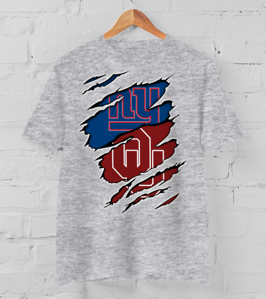New York Giants OU Oklahoma Football Fusion T-Shirt