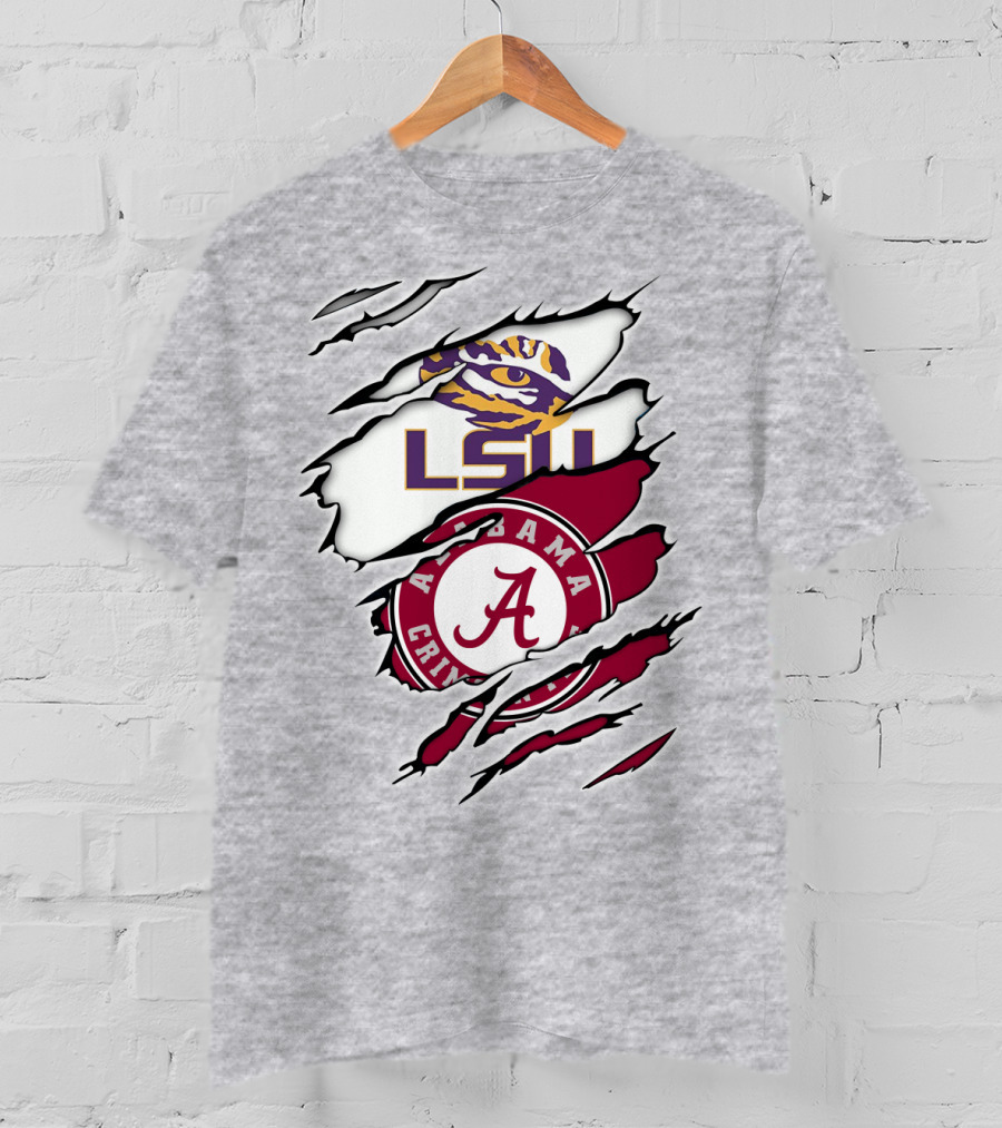 LSU Tigers Alabama Crimson Tide Rivalry Claw Marks T-Shirt