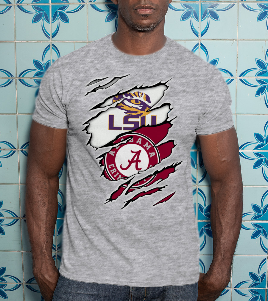 LSU Tigers Alabama Crimson Tide Rivalry Claw Marks T-Shirt