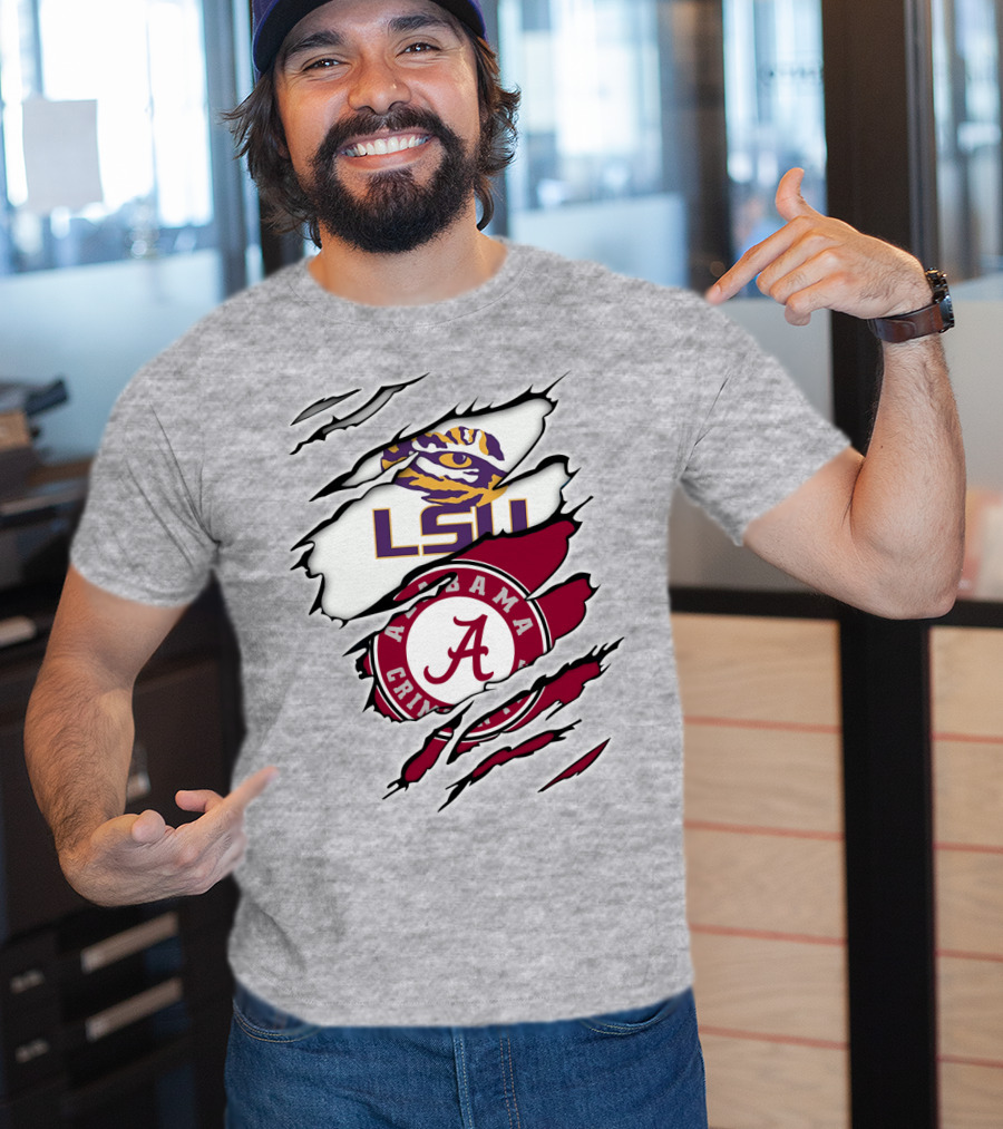 LSU Tigers Alabama Crimson Tide Rivalry Claw Marks T-Shirt