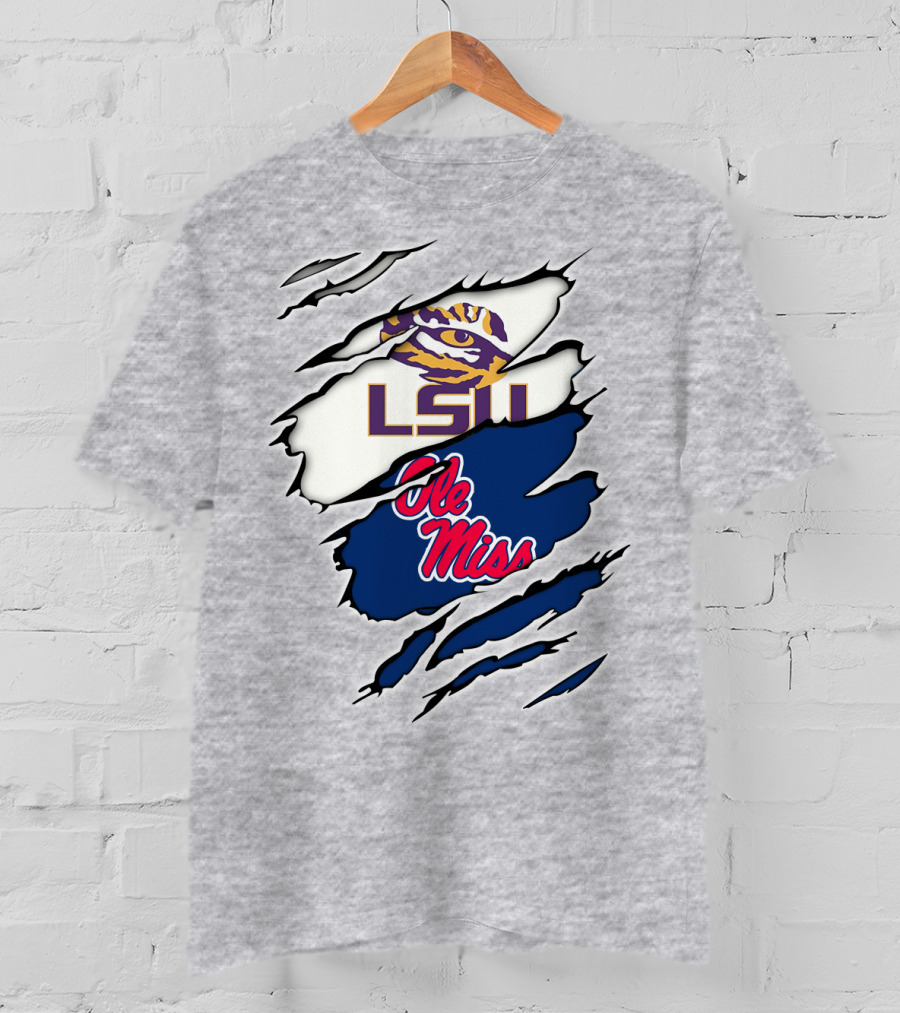 LSU Tigers Ole Miss Rebels Splattered Team T-Shirt