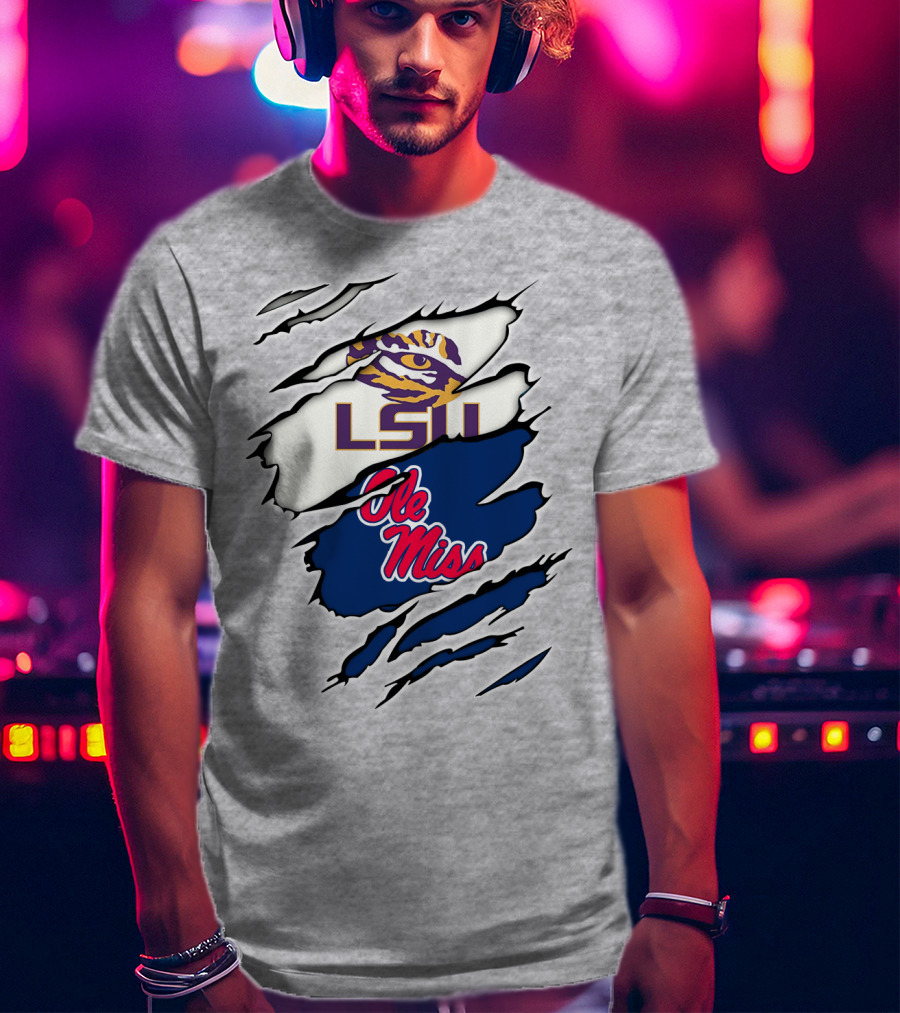 LSU Tigers Ole Miss Rebels Splattered Team T-Shirt