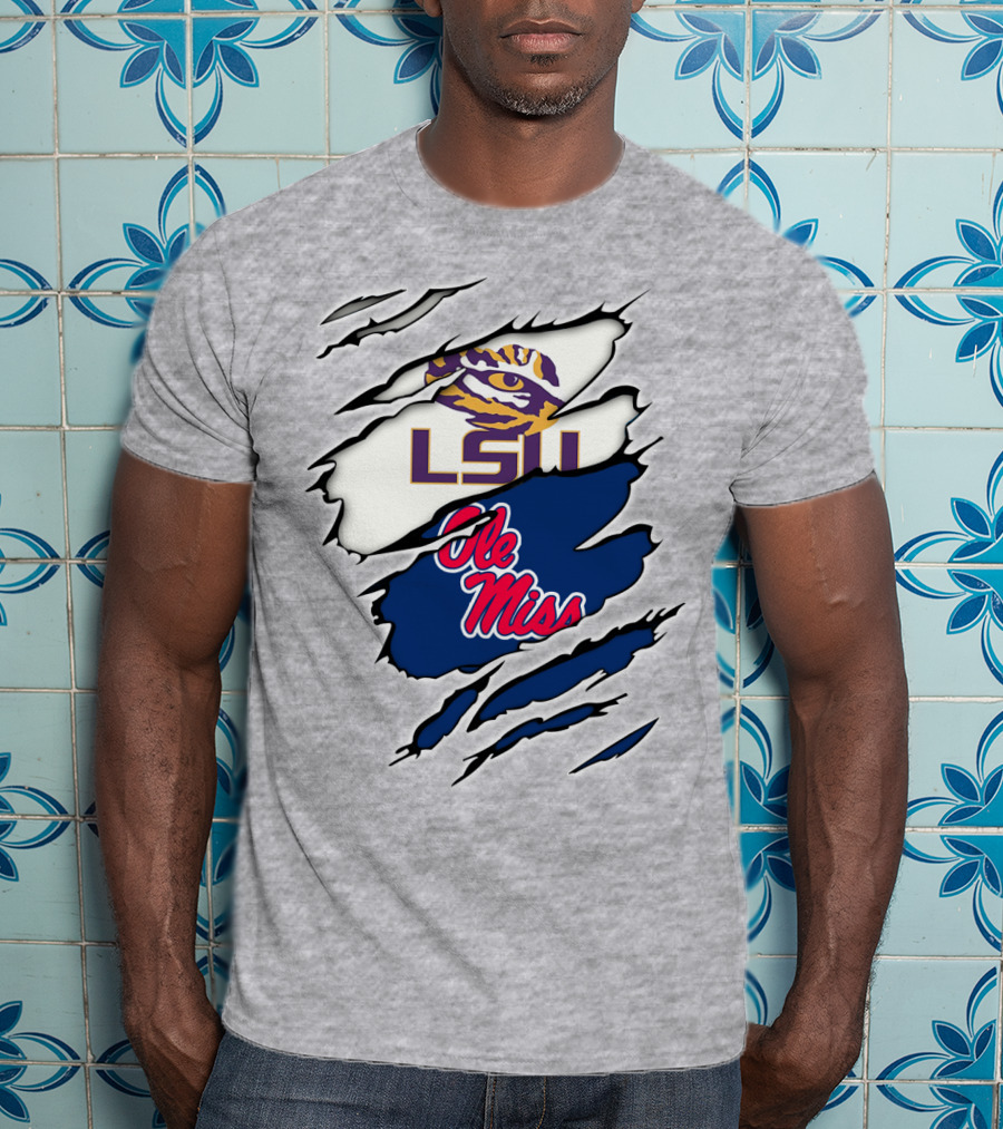 LSU Tigers Ole Miss Rebels Splattered Team T-Shirt