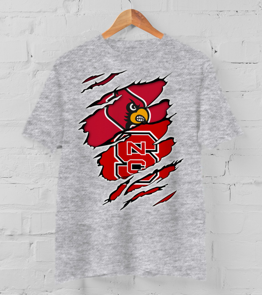 NC State Wolfpack Louisville Cardinals Torn T-Shirt