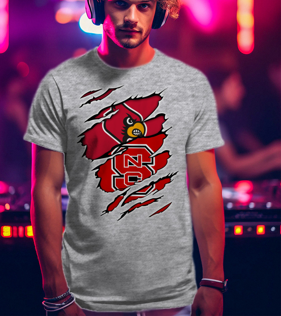 NC State Wolfpack Louisville Cardinals Torn T-Shirt