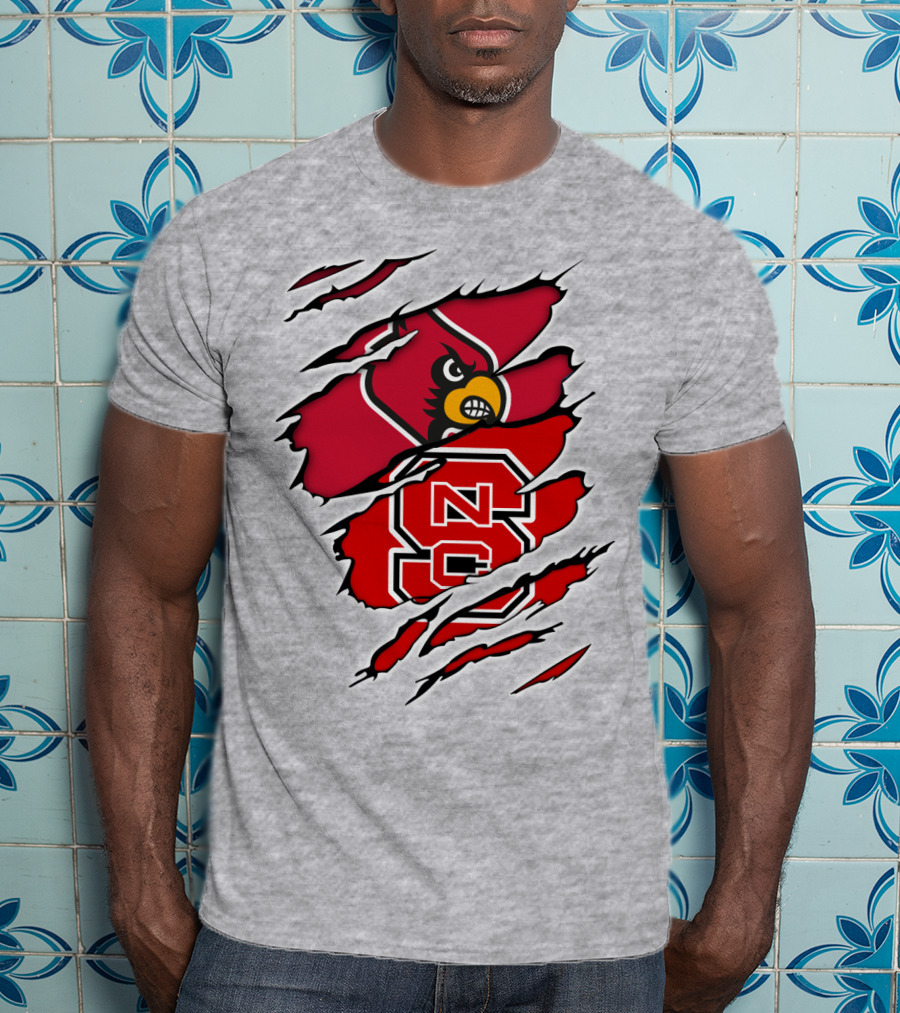 NC State Wolfpack Louisville Cardinals Torn T-Shirt