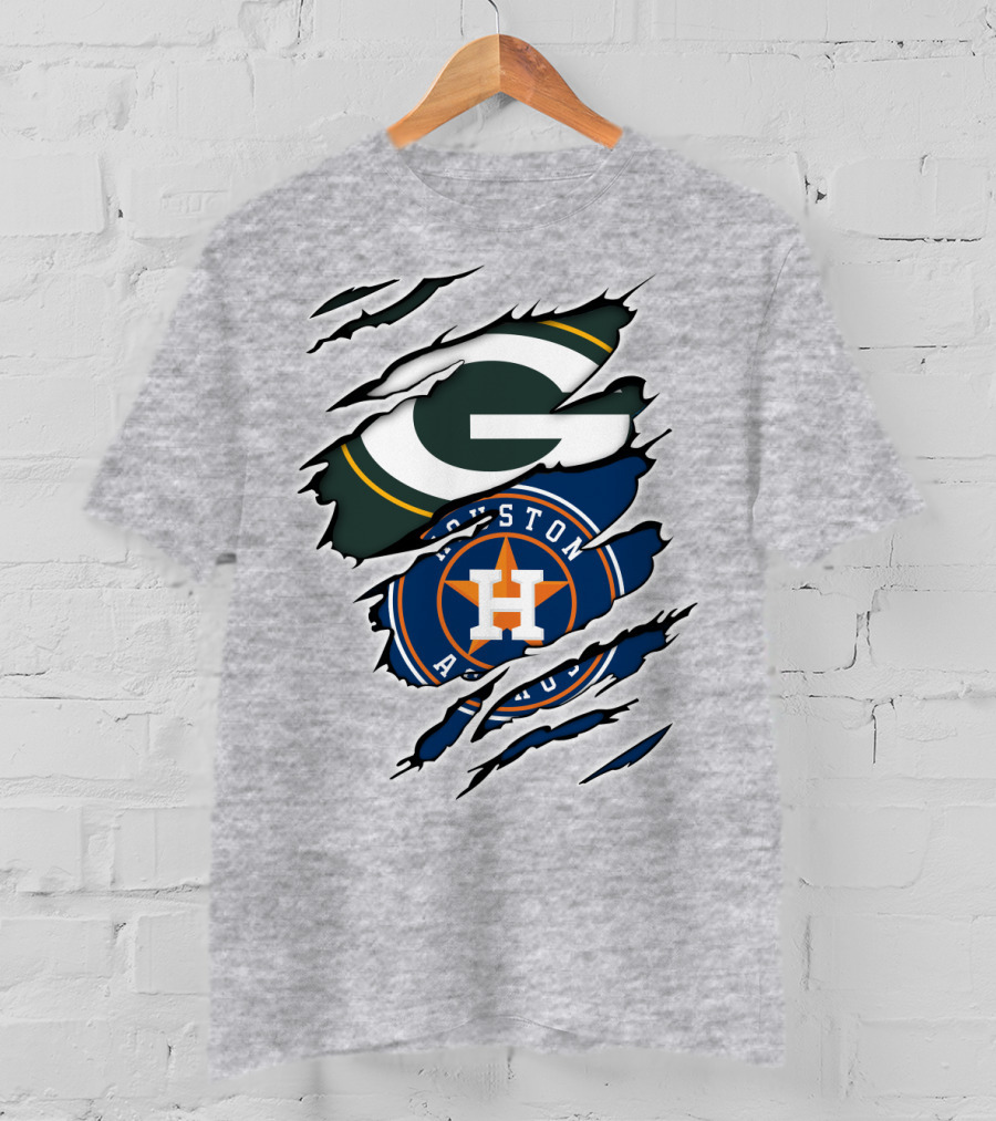 Green Bay Packers Houston Astros Claw Marks T-Shirt