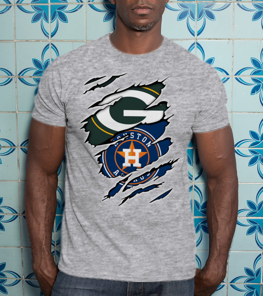 Green Bay Packers Houston Astros Claw Marks T-Shirt