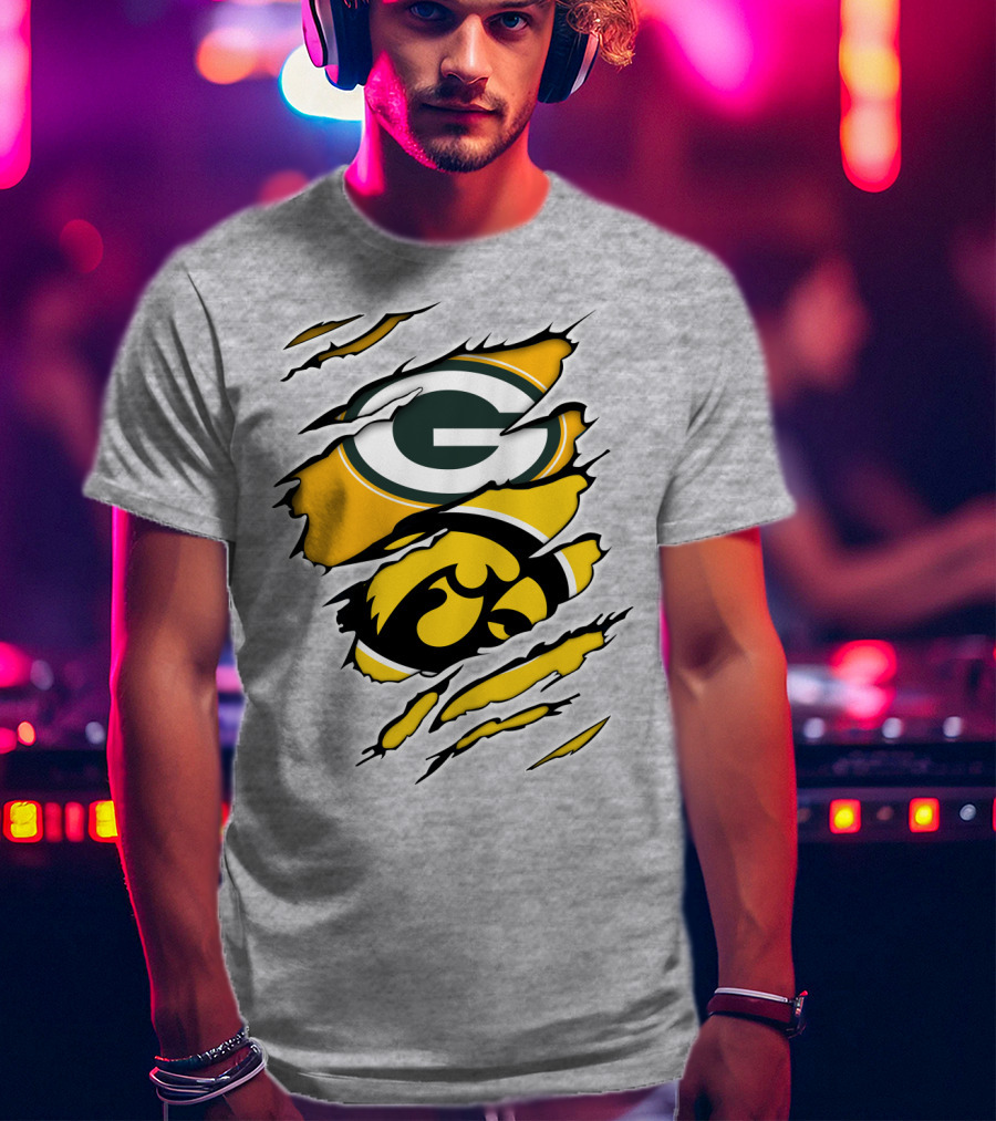 Packers Hawkeyes Logo Crossover Claw Marks T-Shirt