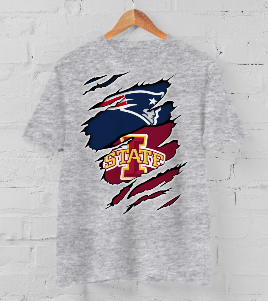 Patriots Logo Claw Marks With Iowa State Cyclones T-Shirt