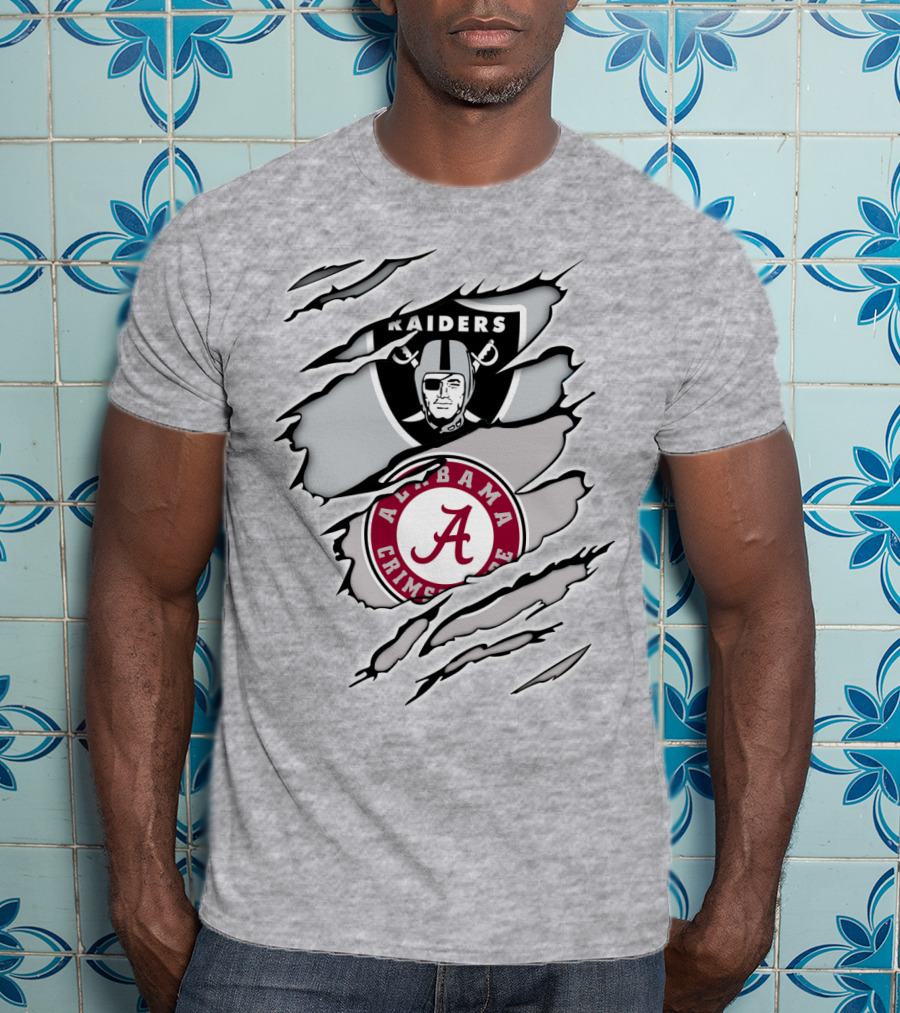Raiders Alabama Crimson Tide Logo Mashup T-Shirt